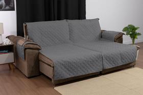 Protetor de sofá retrátil de dois lugares com porta copos de madeira e bolso lateral 2m