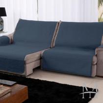 protetor de sofa retratil dupla face lavive azul petroleo/bege 1,60 m