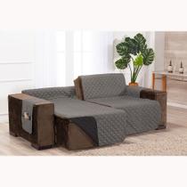 Protetor de Sofá Retrátil Dupla Face Microfibra 2,40m - Cinza/Preto