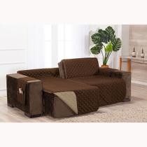 Protetor de Sofá Retrátil Dupla Face Microfibra 2,40m - Tabaco/Cáqui