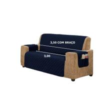 Protetor de Sofa Retratil Medida de Braço a Braço 3,50m Bege(largura total do sofa) forrado com fixador - Marinho