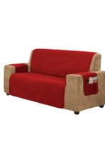 Protetor de Sofa Retratil Medida de Braço a Braço 3,50m Bege(largura total do sofa) forrado com fixador vermelho