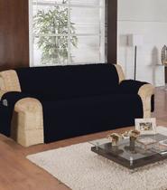 Protetor De Sofa Retratil Medida de Braço a Braço 3,50m preto (largura total do sofa) forrado com fixador no encosto preto