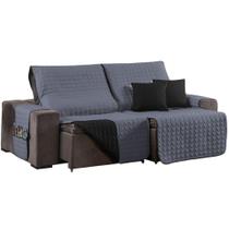 Protetor De Sofá Retrátil Shield Dupla Face 1,80m - Cinza/preto - Hipercal 400 Fios - 100% Poliéster