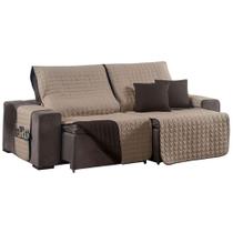 Protetor De Sofá Retrátil Shield Dupla Face 2,20m + Capas De Almofadas - Caqui-tabaco