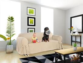 Protetor De Sofá Super Luxo 2 Lugares Tecido Brim Puro Algodão