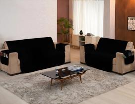 Protetor De Sofá Vicci Jogo 2E3 Lugares Capa Protetora Pret