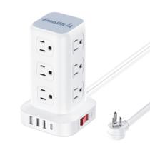 Protetor de Surto Power Strip Tower - 12 Tomadas + 4 USB (1 USB-C)