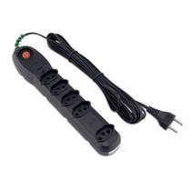 Protetor De Surtos Com 5 Tomadas De 3 Metros Preto - 7202 - Force Line Protetor De Surtos 5tom 3m Biv Pt Force 7202