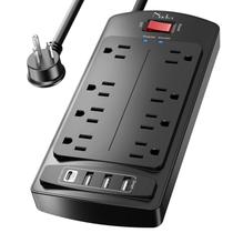 Protetor de Surtos Nuetsa com 10 Tomadas (8 AC + 4 USB) - Extensão de 3 Metros