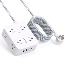 Protetor de Surtos Power Strip 10 Pés - 8 Tomadas AC + 4 Portas USB