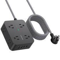 Protetor de Surtos Power Strip 6 Pés - 8 Tomadas e 4 Portas USB