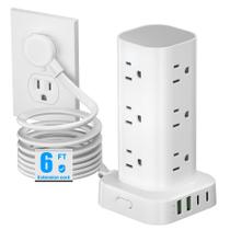 Protetor de Surtos Power Strip Tower Pluackg - 12 AC e 4 Portas USB