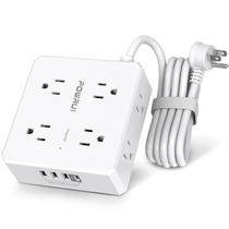 Protetor de Surtos POWRUI com 8 Tomadas e 4 Portas USB