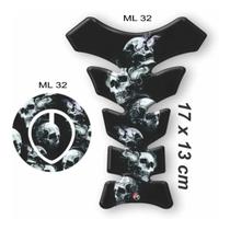Protetor De Tanque Tankpad E Bocal Caveira Skull Dark Preto