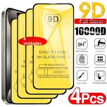 Protetor de Tela 9D para iPhone (4 Unidades) - Cobertura Completa para iPhone 13, 12, 11, X, XR, XS Max e Outros