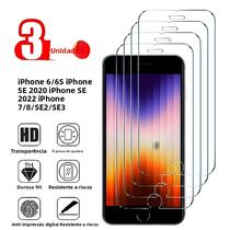 Protetor de tela de 3 unidades para iPhone 7 8 6 6S Plus SE 2020 2022 vidro temperado
