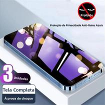 Protetor De Tela De Vidro Temperado Com Bloqueio De Luz Azul Para iPhone 16 15 14 13 12 11 Mini pro