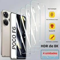Protetor De Tela De Vidro Temperado Para Xiaomi POCO F6 F5 F4 F3 GT X3 NFC M6 M5 M5S C65 C61 4 Peças