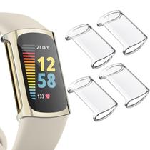 Protetor de tela e estojo, pacote com 4, compatível com Fitbit Charge 6/5