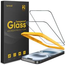 Protetor de tela Lamicall para iPhone 16/15 (6.1) pacote com 2