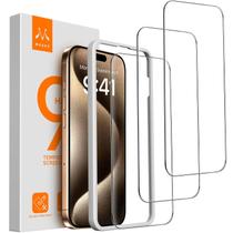 Protetor de Tela Mkeke para iPhone 15 Pro Max 6,7" 3 Unidades Vidro Temperado 9H Protetor de Tela Mkeke para iPhone 15 Pro Max 6,7" 3 Unidades Vidro Temperado 9H