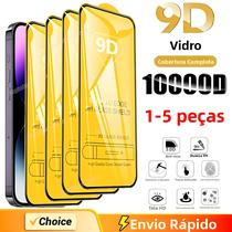 Protetor De Tela Para iPhone 9D Vidro Temperado 1-5PCS Para 16 15 14 13 12 11 pro Max X XR XS Max 7