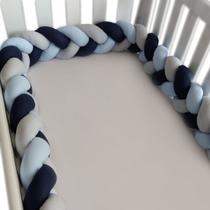 Protetor de Trança para Mini Berço 2,80 Mts - Azul Cinza e Marinho