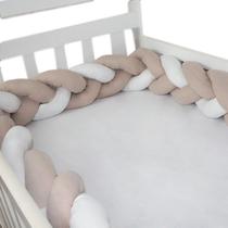 Protetor de Trança para Mini Berço 2,80 Mts - Rosê com Branco