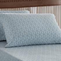 Protetor de Travesseiro Jolitex Glacial 50x70cm Branco com Detalhes em Azul