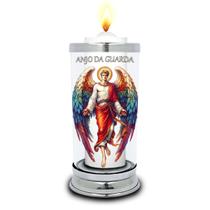 Protetor de Velas 7 dias Anjo da Guarda Vidro Castiçal Protetor de Velas 7 dias Anjo da Guarda Vidro Castiçal
