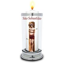 Protetor de Velas 7 dias Imagem São Sebastião Copo Vidro Protetor de Velas 7 dias Imagem São Sebastião Copo Vidro