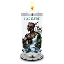 Protetor de Velas 7 dias Orixá Logunedé Copo Vidro Castiçal Protetor de Velas 7 dias Orixá Logunedé Copo Vidro Castiçal