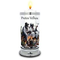 Protetor de Velas 7 dias Pretos Velhos Copo Vidro Castiçal
