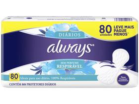 Protetor Diário Always Respirável - 80 Unidades Protetor Diário Always Respirável - 80 Unidades