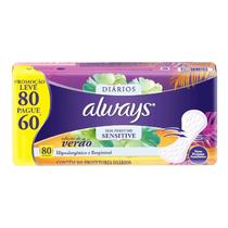 Protetor Diario Always Sensitive Sem Perfume Edicao de Verao Leve 80 Pague 60