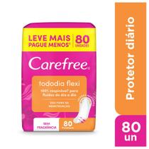 Protetor Diário Todo Dia Flexi Sem Perfume Com Abas Carefree 80 Unidades Protetor Diário Todo Dia Flexi Sem Perfume Com Abas Carefree 80 Unidades