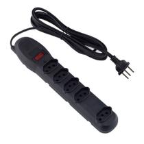 Protetor e Adaptador Eletrico com 5 Tomadas Bivolt 3m Preto FORCE LINE Protetor e Adaptador Eletrico com 5 Tomadas Bivolt 3m Preto FORCE LINE