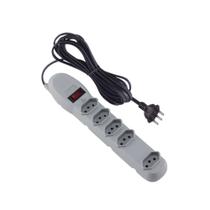 Protetor Elétrico 5 Tomadas Cinza 3 Metros Force Line