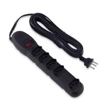 Protetor Elétrico Bivolt 5 Tomadas 10A Tripolares Cabo PP 3x0,75mm 6 Metros Preto - Force Line