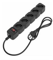 Protetor Eletronico Com 5 Tomadas Cor Preto 127v/220v 1m