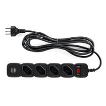 Protetor Eletrônico Intelbras com 4 Tomadas EPE 204 USB Cabo 3 Metros Preto Protetor Eletrônico Intelbras com 4 Tomadas EPE 204 USB Cabo 3 Metros Preto