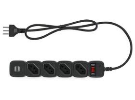 Protetor Eletrônico Intelbras Epe 204 Usb Com 4 Tomadas e 2 Portas Usb Preto