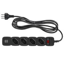 Protetor Eletrônico Intelbras EPE 204 USB +, com 4 Tomadas e 2x USB, Bivolt, Preto - 4824207