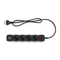 Protetor Eletrônico Intelbras EPE 204 USB PT 4 Tomadas 2 USB Bivolt Automático Preto Protetor Eletrônico Intelbras EPE 204 USB PT 4 Tomadas 2 USB Bivolt Automático Preto