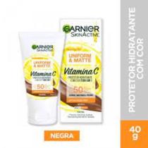 Protetor hidratante facial garnier uniform & matte vitamina c fps 50 cor negra 40g