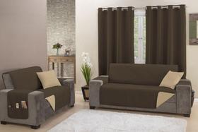 Protetor Impermeável Sofá 2 e 3 Lugares King Tabaco/Cáqui - MR Protetor Impermeável Sofá 2 e 3 Lugares King Tabaco/Cáqui - MR