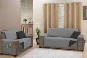 Protetor Impermeável Sofá de 4 Lugares King Cinza/Preto - MR