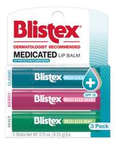 Protetor Labial Blistex Variado 3 Pack FPS 15 Lip Protectant Balm Classic Berry Mint Stick Protetor Labial Blistex Variado 3 Pack FPS 15 Lip Protectant Balm Classic Berry Mint Stick
