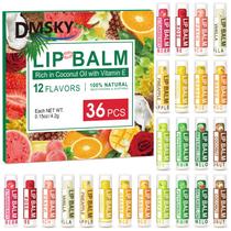 Protetor labial Dmsky Natural Bulk, pacote com 36 unidades, com vitamina E e óleo de coco